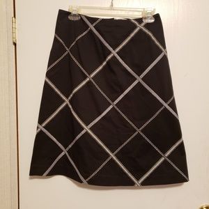 Talbots black skirt with ribbon plaid trim